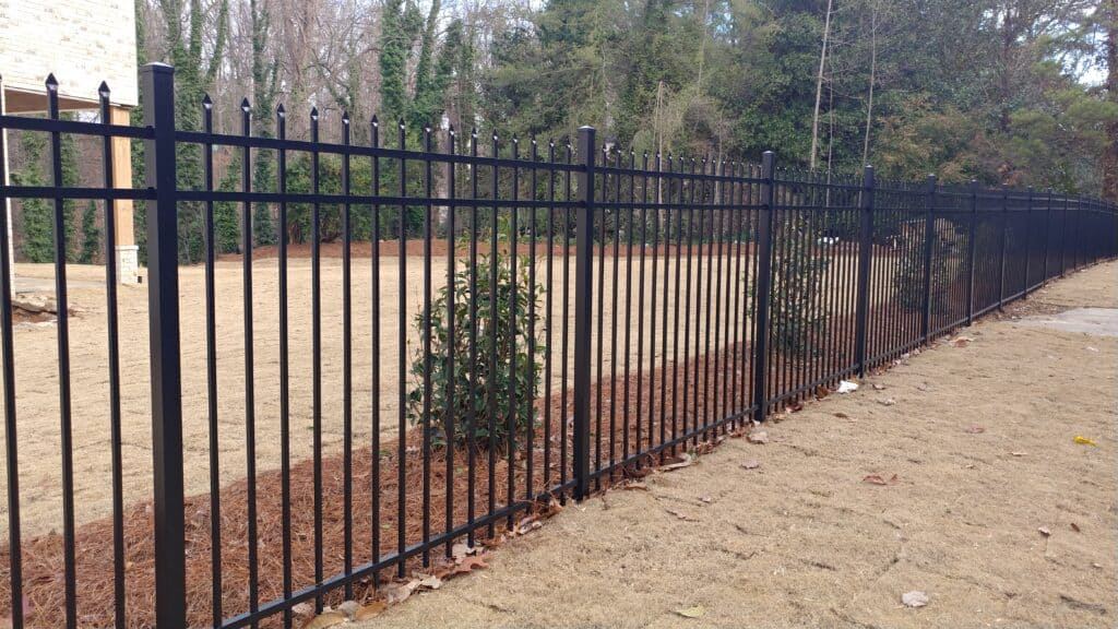 Black aluminum pool safety fence