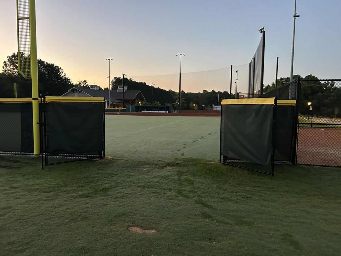 Chain link athletic fence softball baseball fence gate wesleyan school