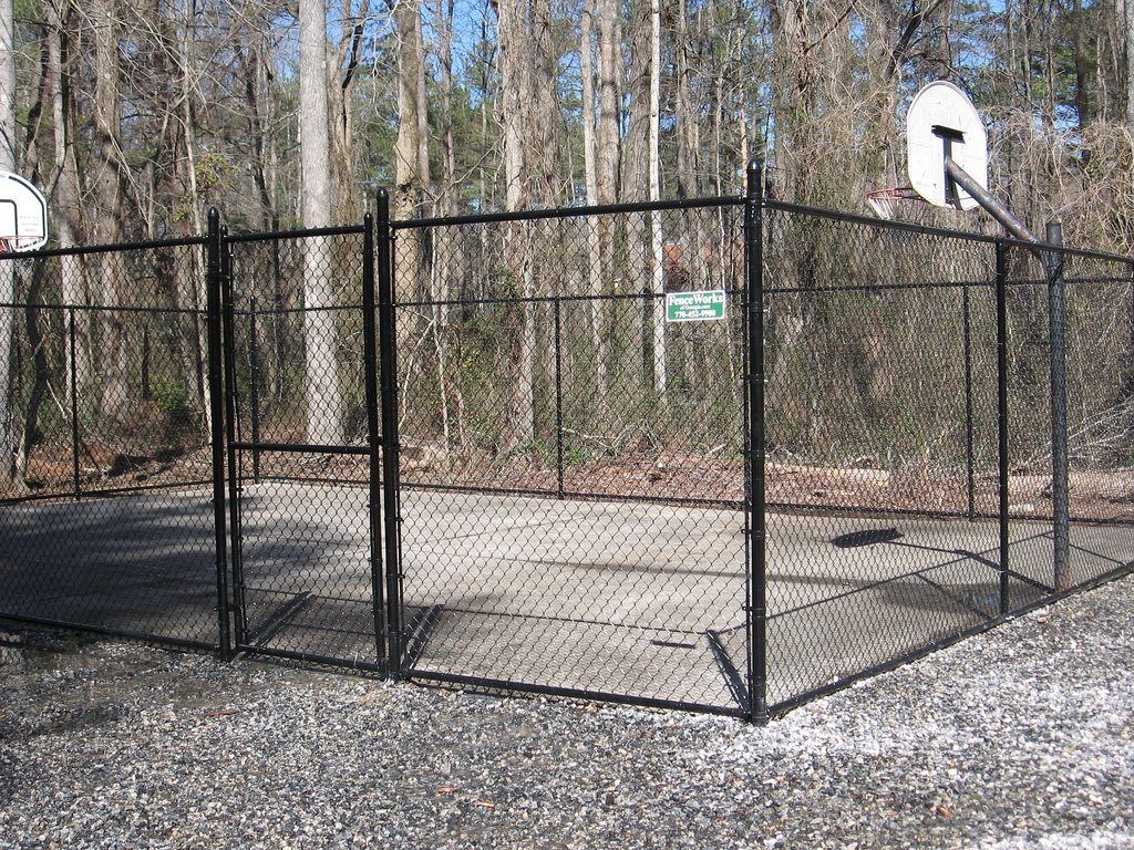 Chain link sports enclosure basketball court