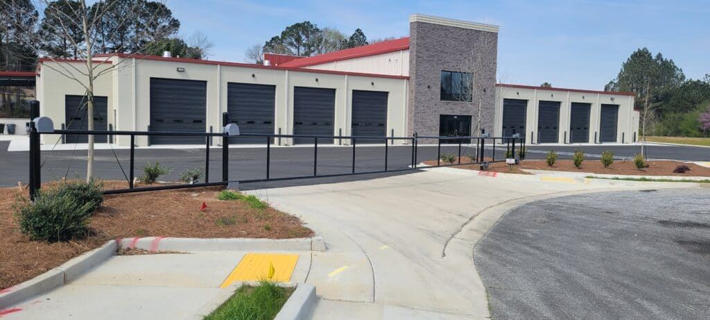 Steel fence with a slide gate