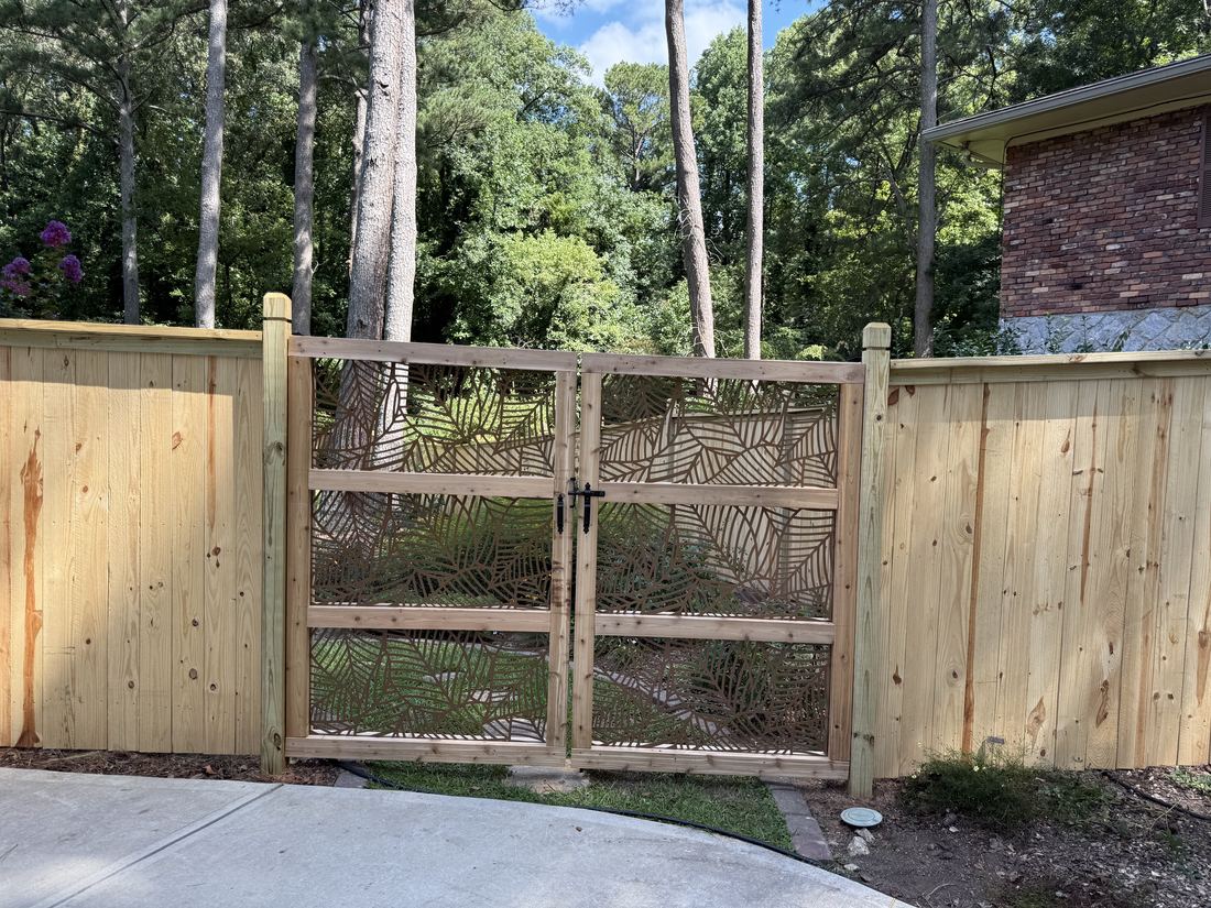 Custom wide wood double walk gate