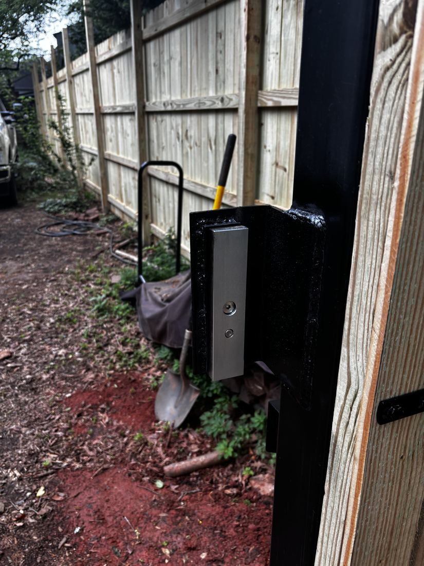 Automated wood gate with magnetic lock and access control