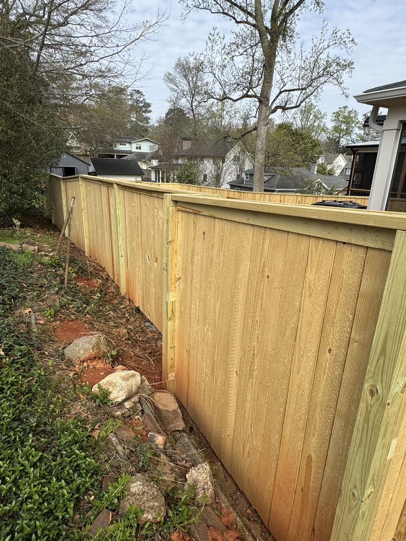 Wood capped privacy flat top exposed posts