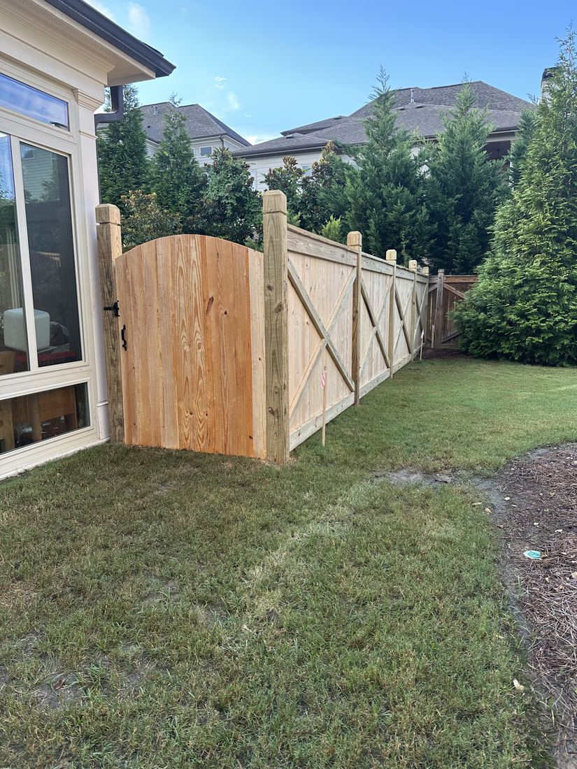 Wood walk gate with crossbuck accent