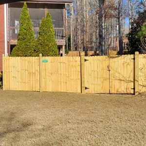 Wood pine dog ear privacy with exposed posts