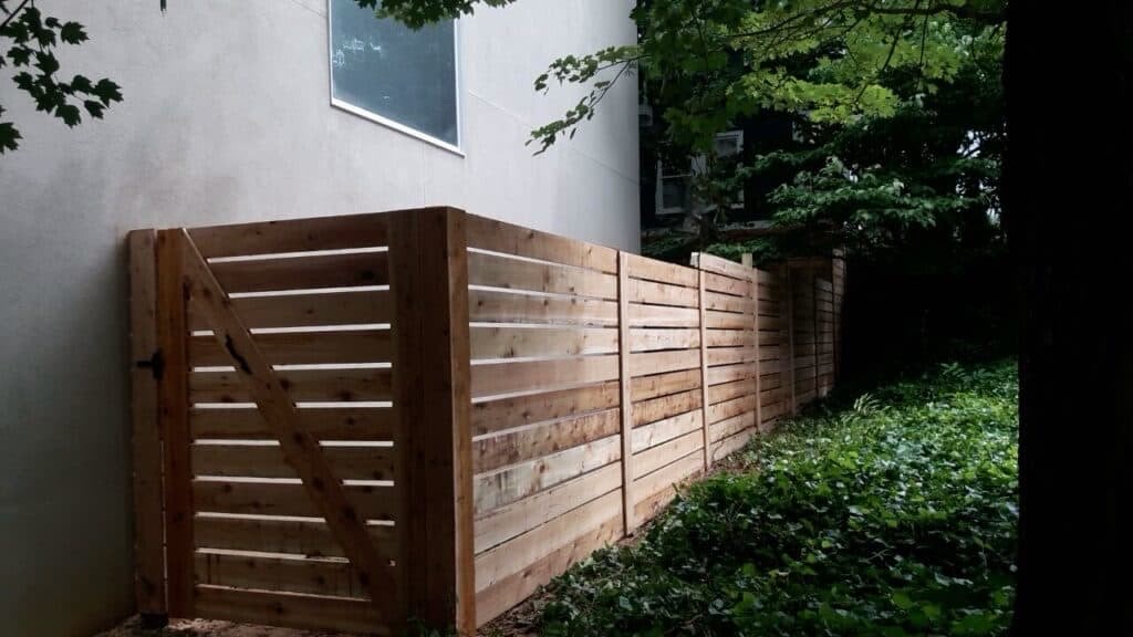 Wood residential horizontal semi privacy fence and gate